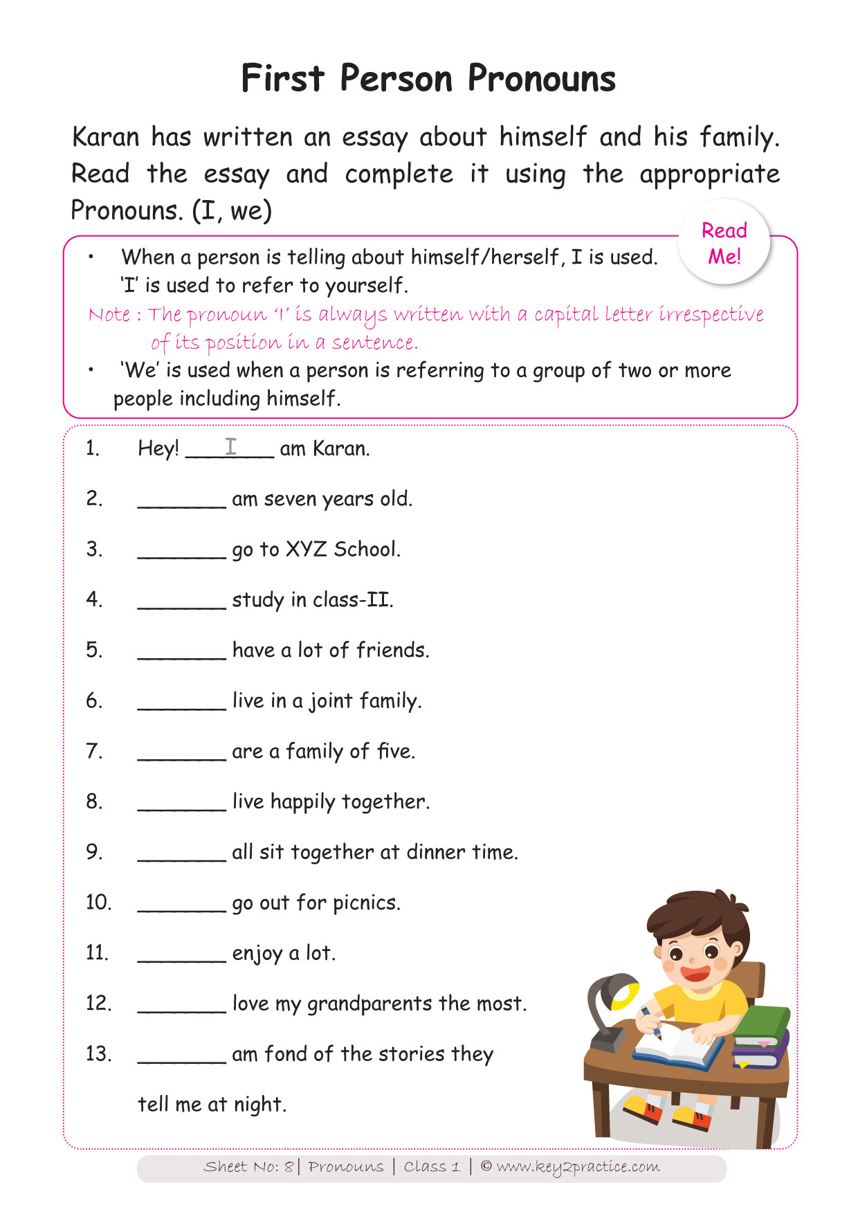 Easy Worksheets Grade 1 English Workbook Key2practice English 