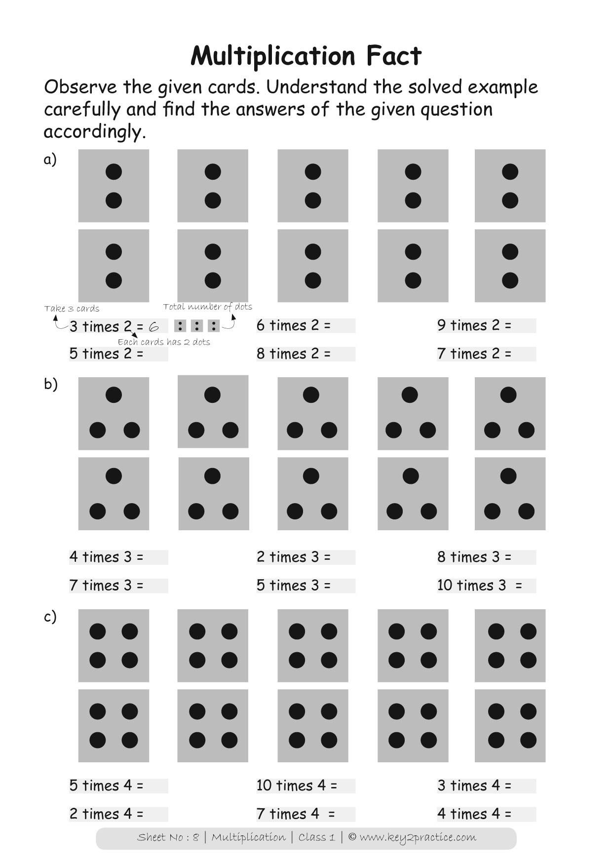 Maths Worksheets Grade 1 Multiplication Key2practice Workbooks