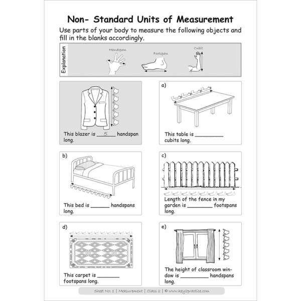 Measurements (non-standard units of measurements) maths practice workbooks