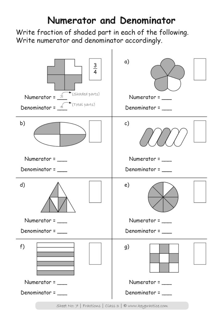 Fractions Grade 3 I Maths Worksheets - key2practice Workbooks