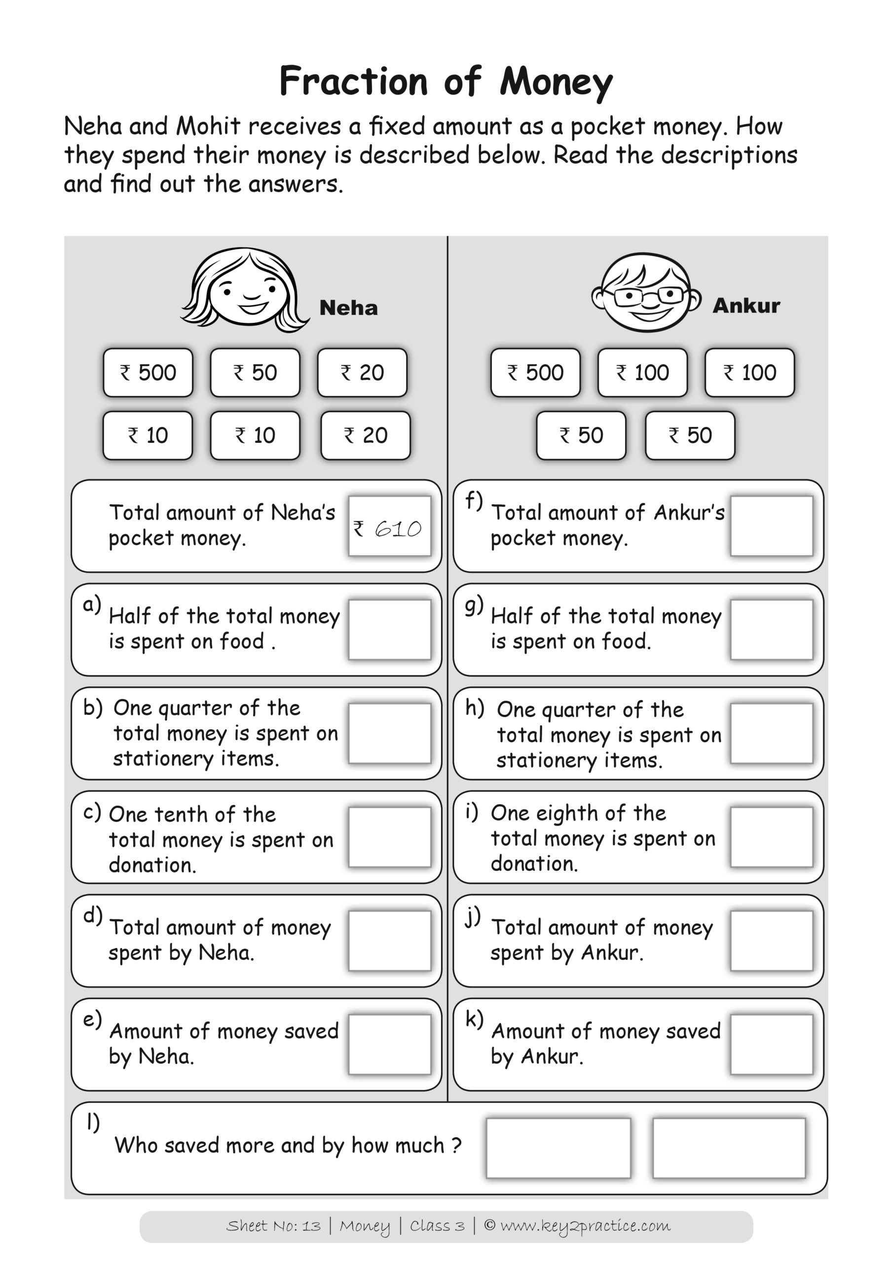 Printable Money Worksheets 3rd Grade Money Challenges Grade 3 Math Worksheet Canadian Money