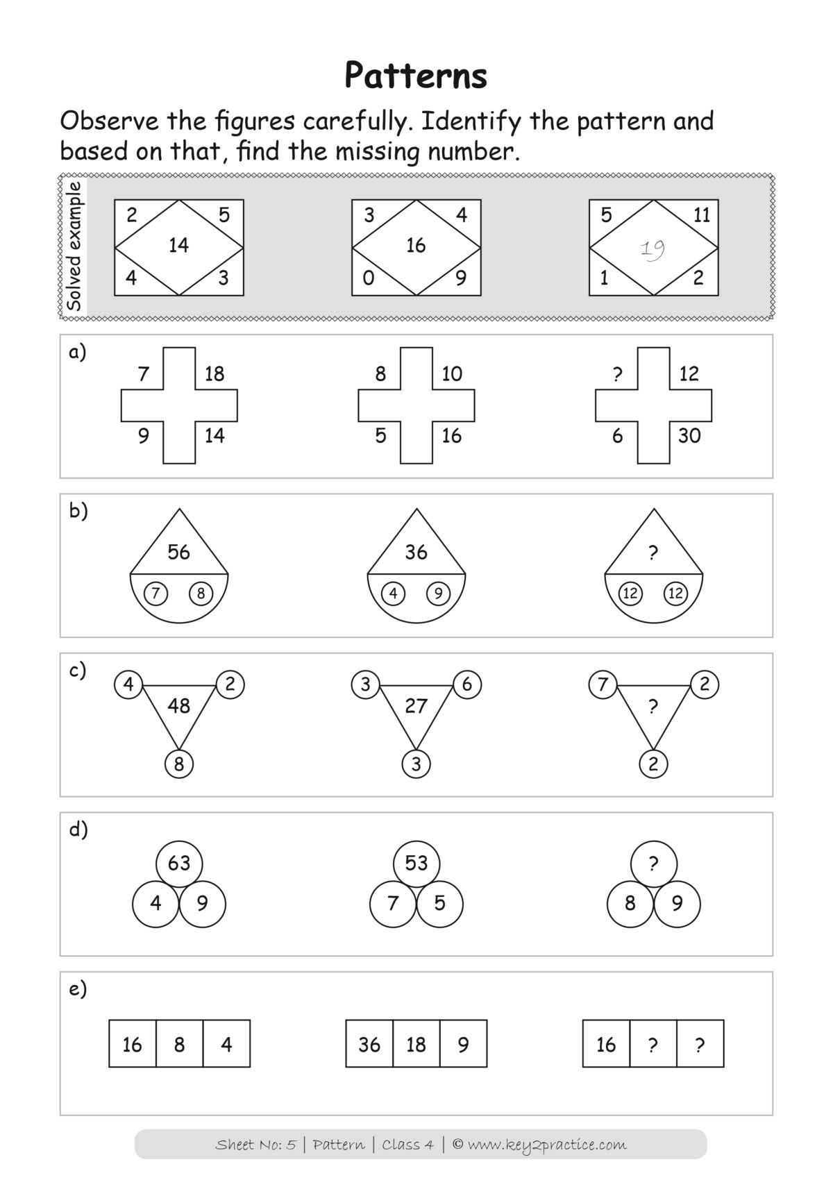 Patterns Worksheets Grade 4 I Maths Key2practice Workbooks