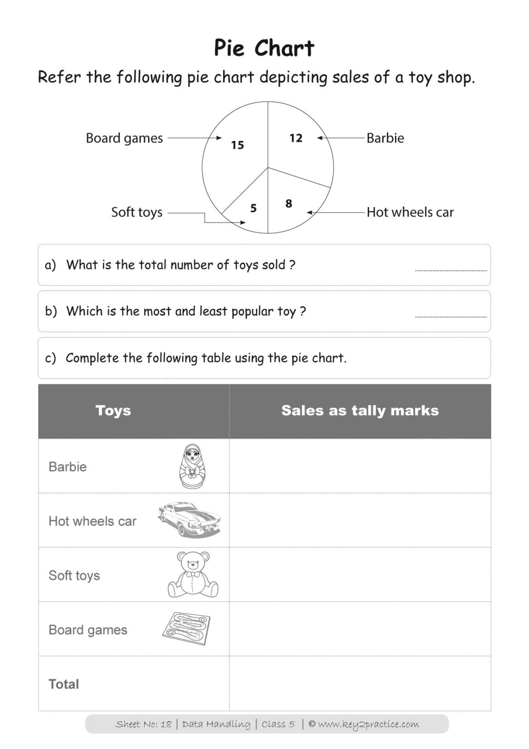 Grade5 Maths worksheet on I Data Handling- key2practice Workbooks