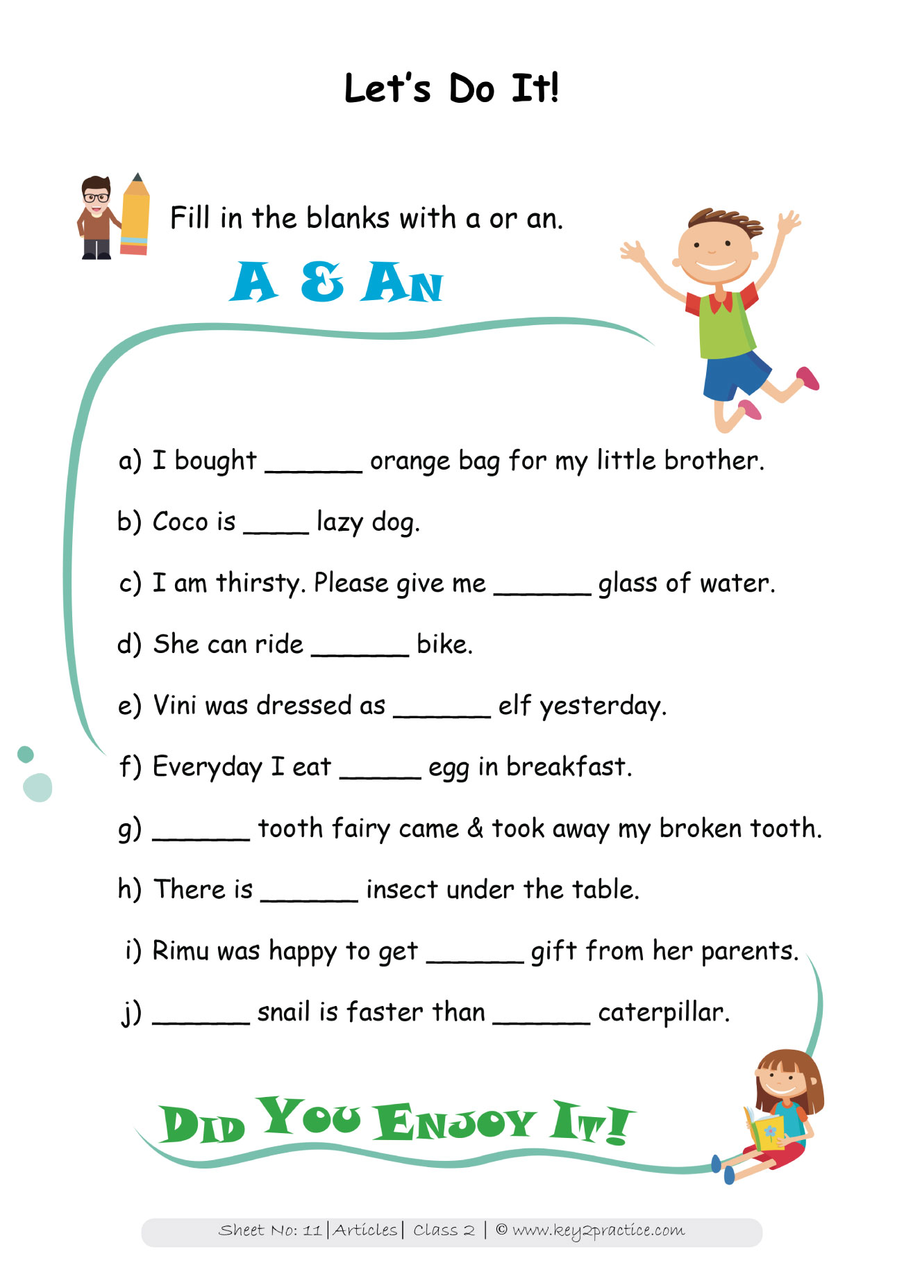 articles grammar worksheets for grade 25 With English Worksheet For Grade 2