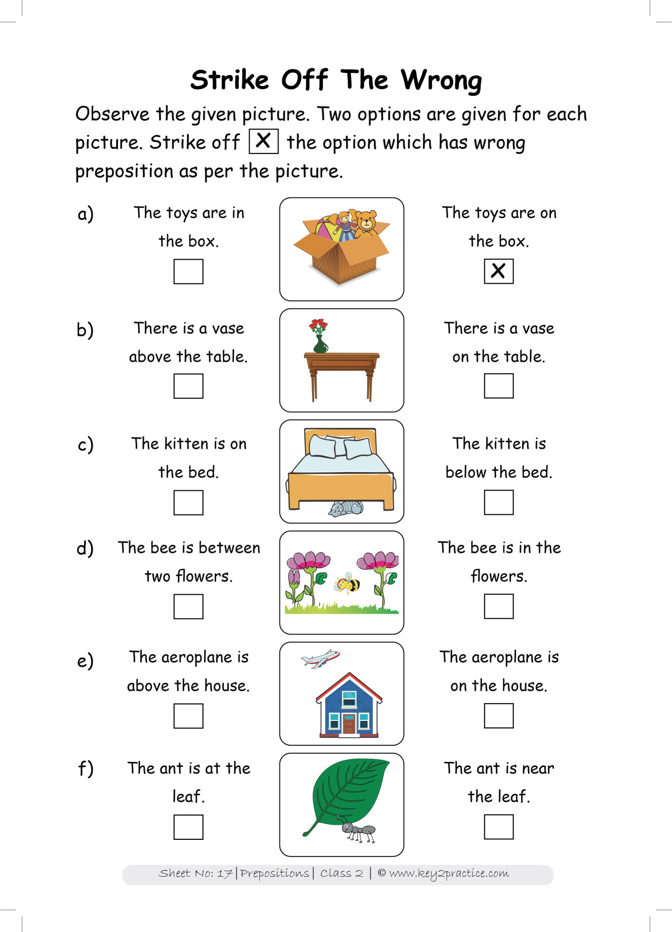 English Grammer Workbook Grade 2 Prepositions Key2practice
